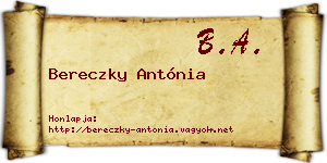 Bereczky Antónia névjegykártya